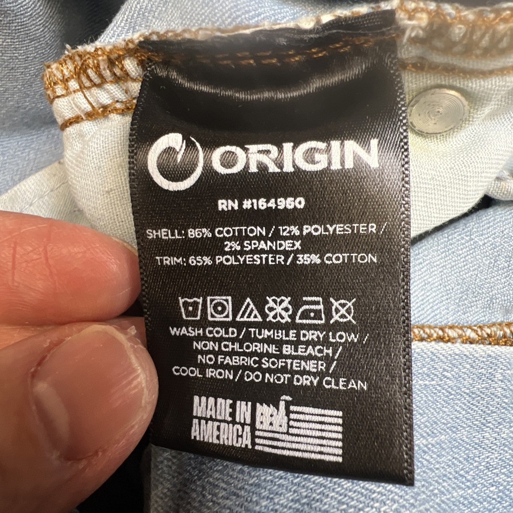 Origin USA Fighter Fit D68 Jeans Men 32x32 USA Made Light Wash Distressed Denim - Picture 6 of 16